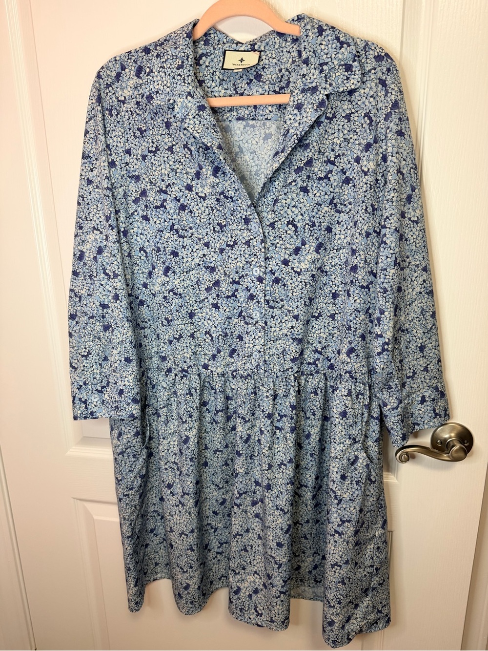 Tuckernuck Blue Floral Long-Sleeve Tiered Dress